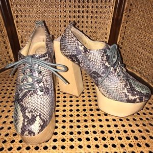 Jeffrey Campbell Snake Print Platform Wood Heel
